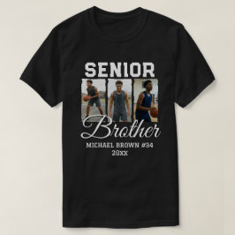 Senior Brother Basketball Photo Collage Custom  T-Shirt