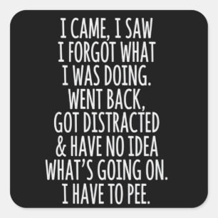 Senior Bürger Ich kam ich sah ich vergaß was ich w Quadratischer Aufkleber