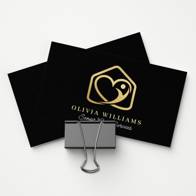 Senior Care Services Betreuung Black & Gold Visitenkarte (Von Creator hochgeladen)