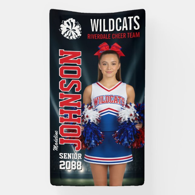 Senior Cheer Custom Cheerleading Team Foto Banner (Vertikal)