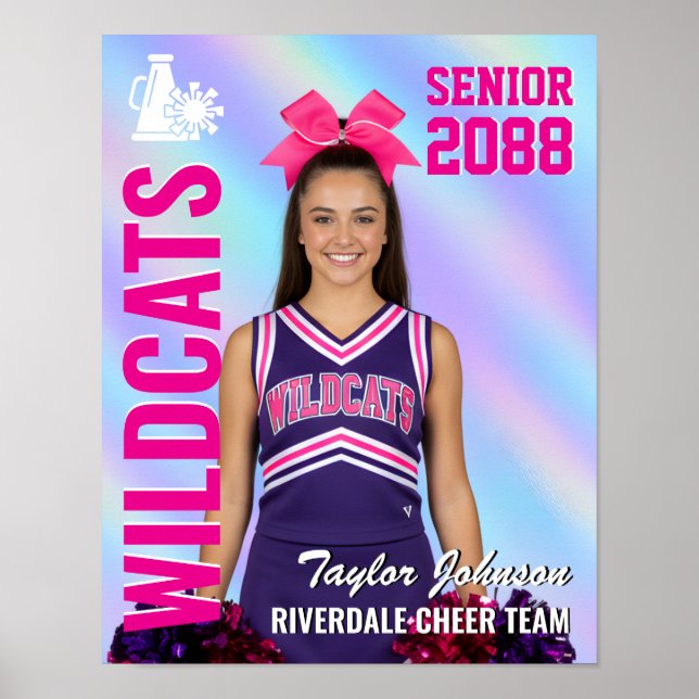 Senior Cheer Team Cheerleader Photo Iridescent Poster (Vorne)