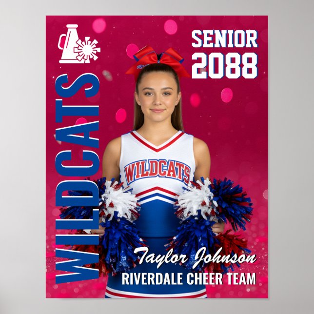 Senior Cheer Team Cheerleader Photo Pink Confetti Poster (Vorne)