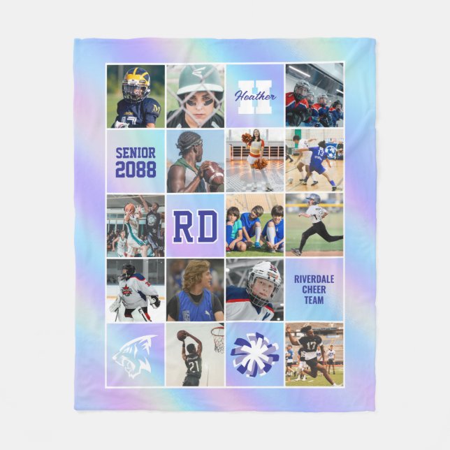 Senior Cheer Team Custom Photo Iridescent Fleecedecke (Vorderseite)