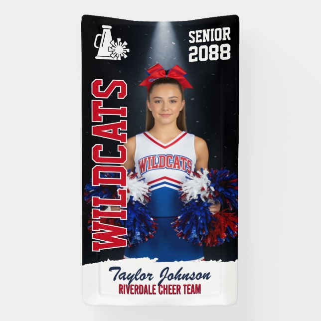 Senior Cheer Team Custom Sports Cheerleader Photo Banner (Vertikal)
