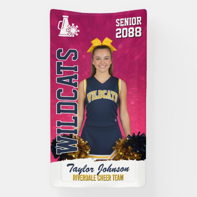 Senior Cheer Team Custom Sports Cheerleading Photo Banner (Vertikal)