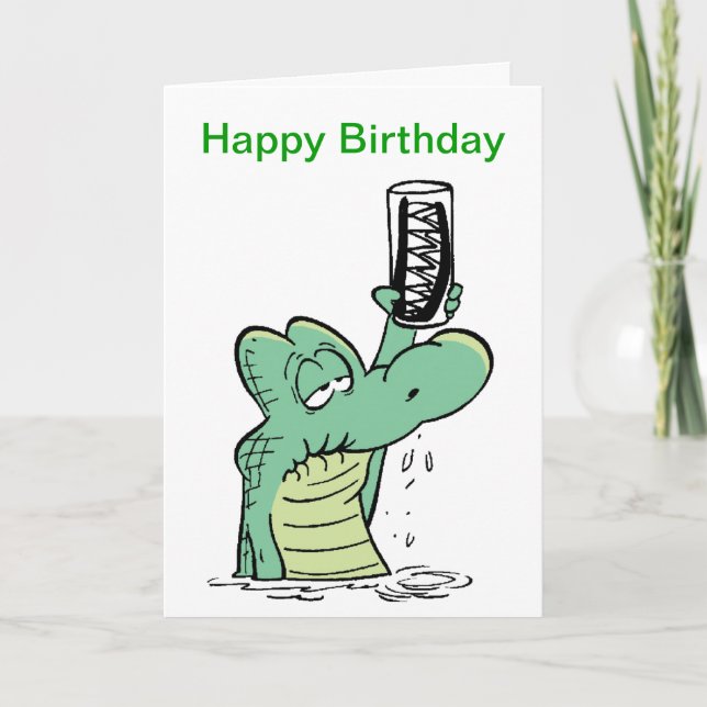 Senior Citizen Crocodile Birthday Cartoon Karte (Vorderseite)