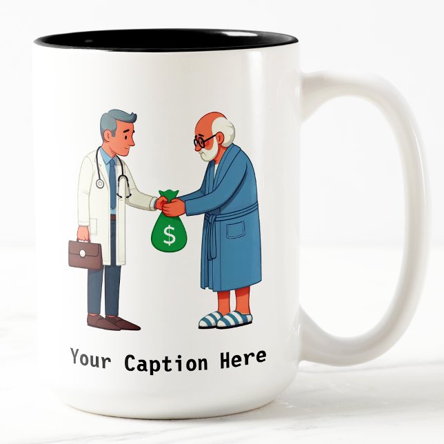 Senior Citizen Paying Off Medical Debt Zweifarbige Tasse (Von Creator hochgeladen)