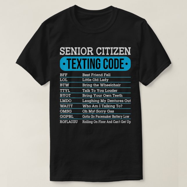 Senior Citizen Sims Code Funny Old People Gift T-Shirt (Design vorne)