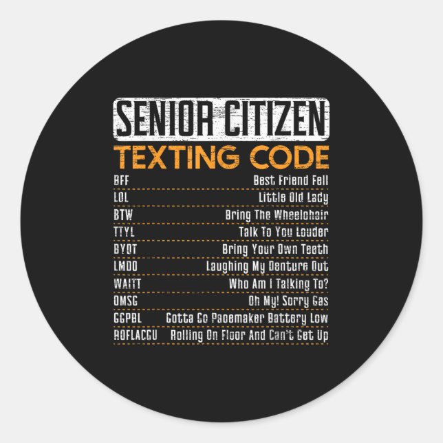 Senior Citizen Simst Code für einen Großvater oder Runder Aufkleber (Vorderseite)