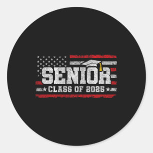 Senior Cl 2025 Abschluss - American Flag - Senior Runder Aufkleber