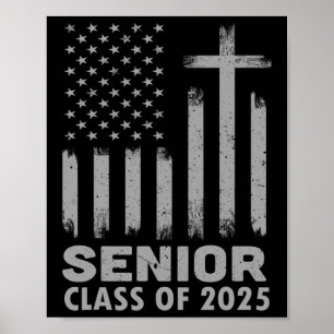 Senior CL of 2025 US-amerikanische Flagge Cross Ch Poster