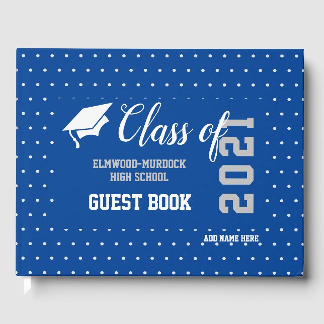 Senior Class 2021 Blue Abschluss Guest Book Gästebuch (Vorderseite)