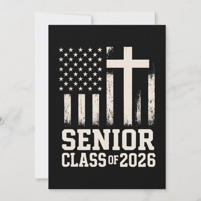 Senior Class 2026 Cross Flag USA Einladung (Vorderseite)