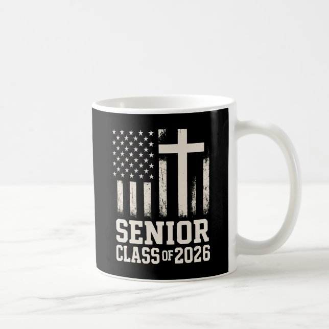 Senior Class 2026 Cross Flag USA Kaffeetasse (Rechts)
