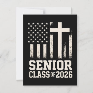 Senior Class 2026 Cross Flag USA Postkarte