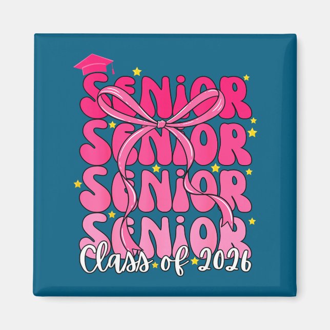 Senior Class 2026 Pink Coquette Kunstwerk Magnet (Vorne)