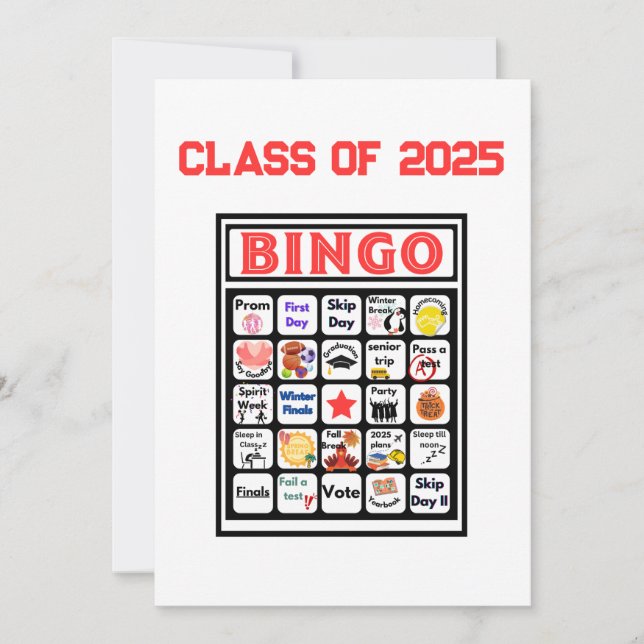 Senior Class Bingo Einladung (Vorderseite)