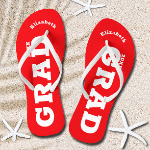 Senior Class in Rot und Weiß Abschluss Flip Flops