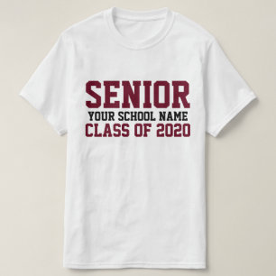 Senior Class of 2020 Maroon Custom Text Abschluss T-Shirt