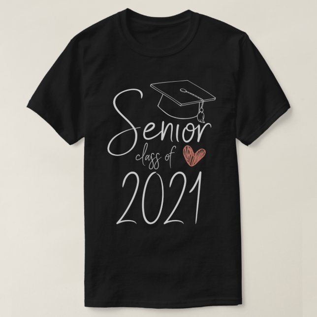 Senior Class of 2021 Graduate Gift Heart Cap and G T-Shirt (Design vorne)