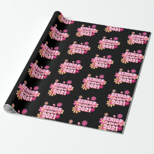 Senior Class of 2021 Graduate Pink Retro Muster  Geschenkpapier