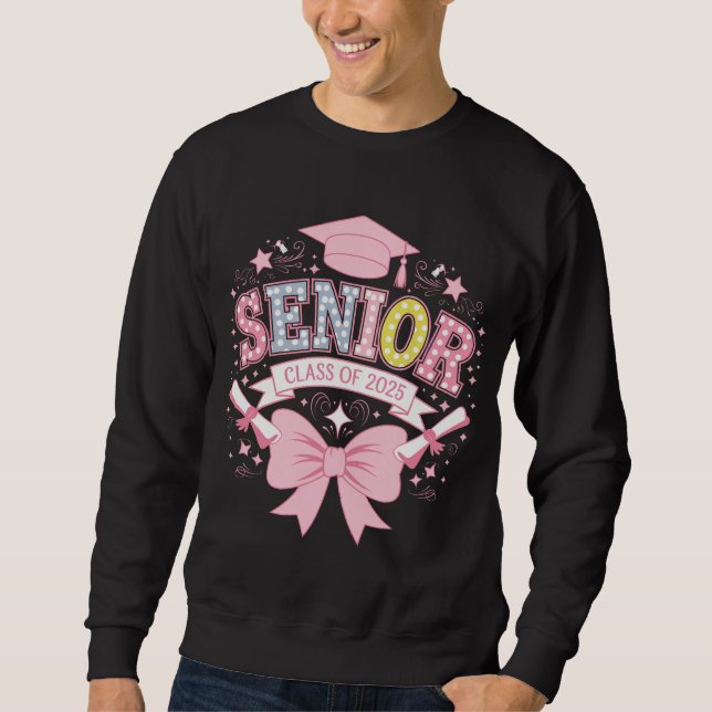 Senior Class of 2025 Abschluss Pink Coquette Bow Sweatshirt (Vorderseite)