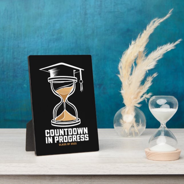 Senior Class of 2025 Countdown to Abschluss Gift Fotoplatte (Seite)