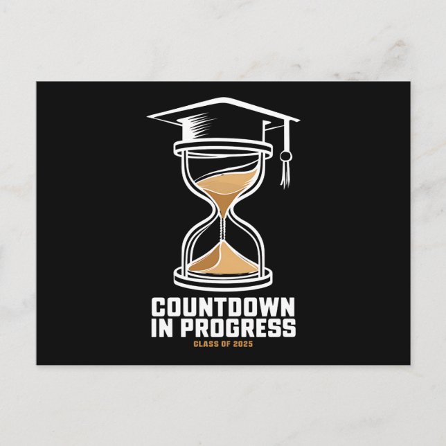 Senior Class of 2025 Countdown to Abschluss Gift Postkarte (Vorderseite)