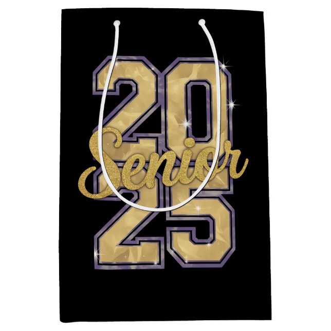 Senior Class of 2025 Gold Abschluss Graduate Mittlere Geschenktüte (Vorderseite)
