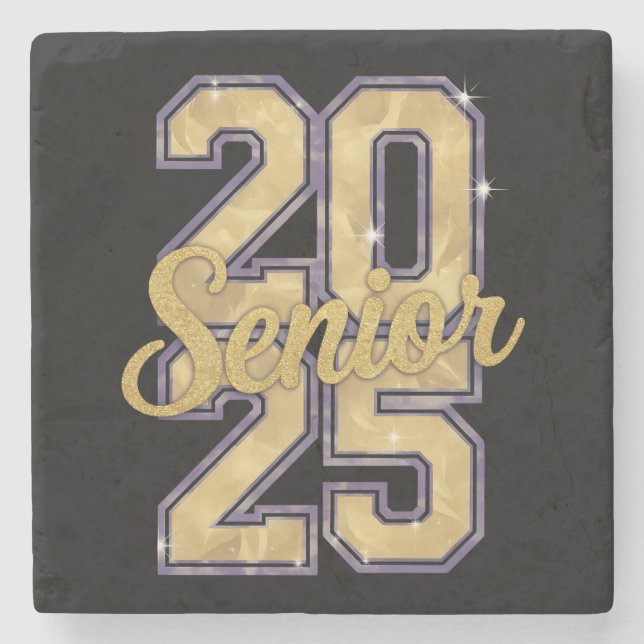 Senior Class of 2025 Gold Abschluss Graduate Steinuntersetzer (Vorderseite)