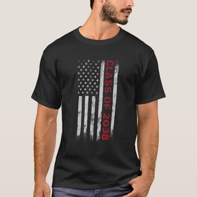 Senior Class of 2038 American Flag Abschluss 38 G T-Shirt (Vorderseite)