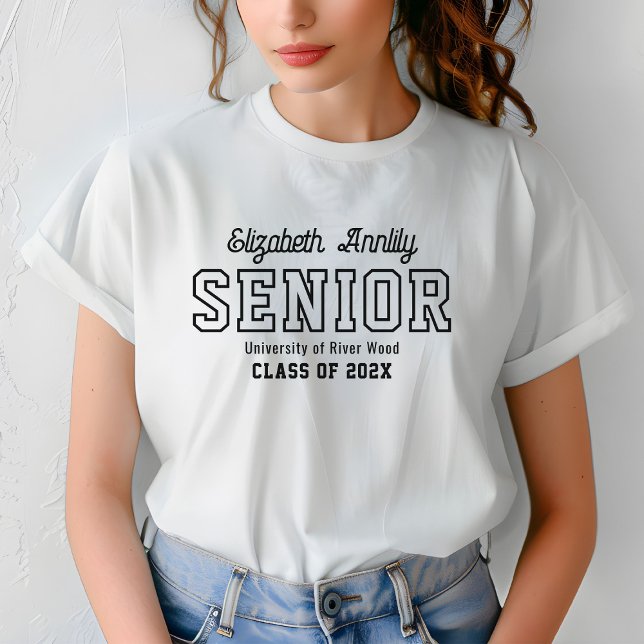 Senior Custom Year Script Graduate College  T-Shirt (Von Creator hochgeladen)