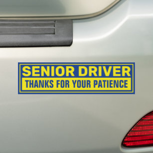 Senior Driver Danke für Ihre Geduld gelb blau Autoaufkleber