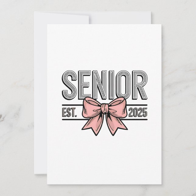 Senior Est 2025 Bow Coquette Abschluss Einladung (Vorderseite)
