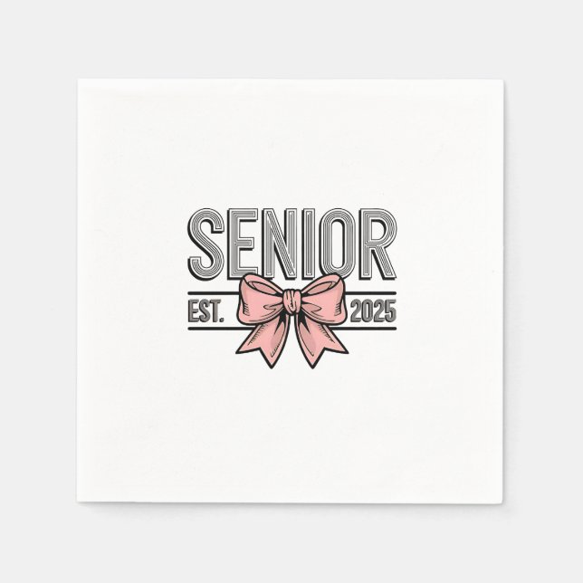 Senior Est 2025 Bow Coquette Abschluss Serviette (Vorderseite)