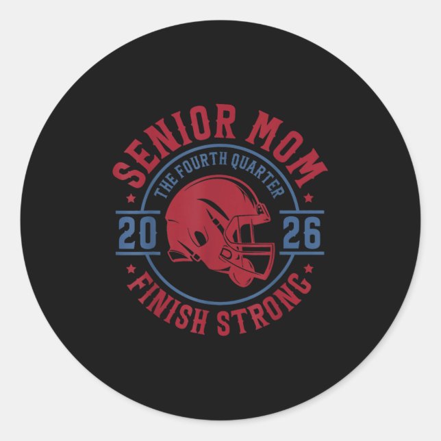 Senior Football Mom 2026 The Final Quarter  Runder Aufkleber (Vorderseite)