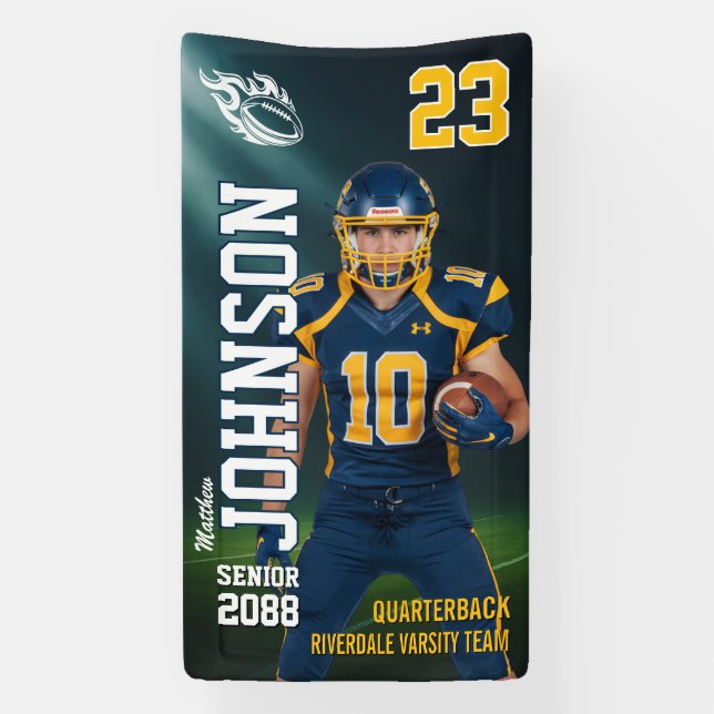 Senior Football MVP Player Sports Photo Vertical Banner (Vertikal)
