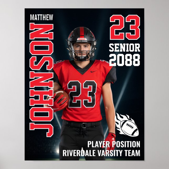 Senior Football Photo Light Background Sports Poster (Vorne)