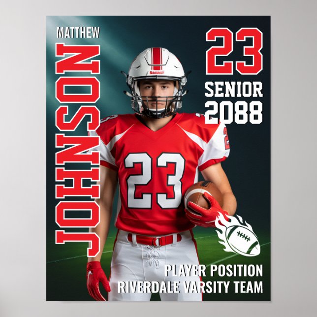 Senior Football Photo Spotlight Background Sports Poster (Vorne)