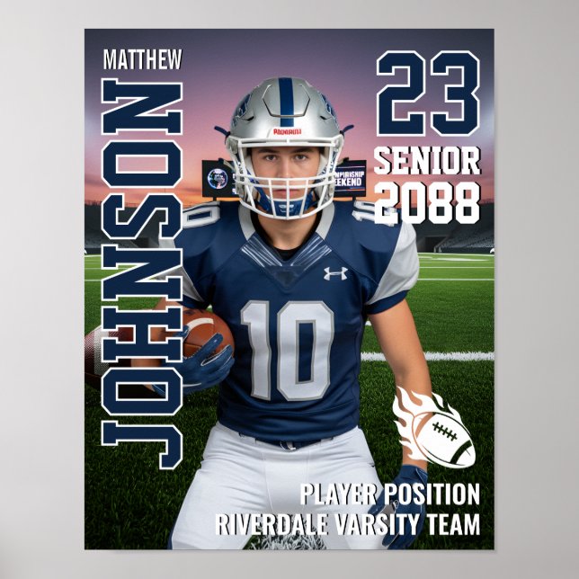 Senior Football Team Custom Photo Gift Sports Poster (Vorne)