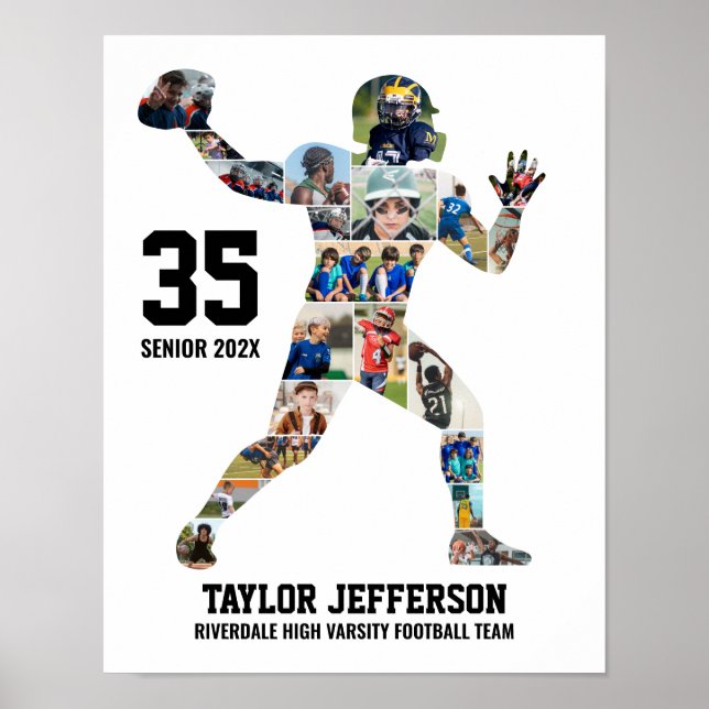 Senior Football Team Photo Collage Custom Sports Poster (Vorne)
