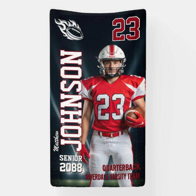 Senior Football Team Player Sports Photo Vertical Banner (Vertikal)