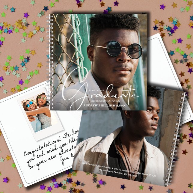 Senior Foto Graduation Party Guest Book Notizbuch (Graduation party guest book with photo on front and back and room inside for messages and photos)