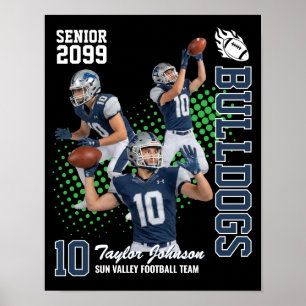 Senior-Fußballspieler Individuelle Fotocollage Bla Poster