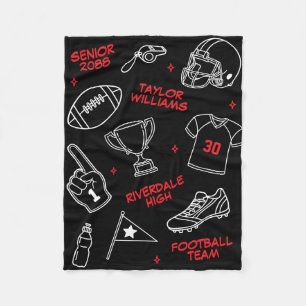 Senior-Fußballteam-Doodle-Muster in benutzerdefini Fleecedecke