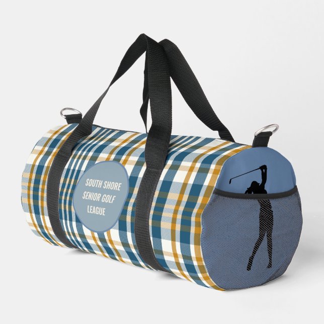 Senior Golfer "Blue Harvest" Kariert Duffle Bag (Rechte Ecke)