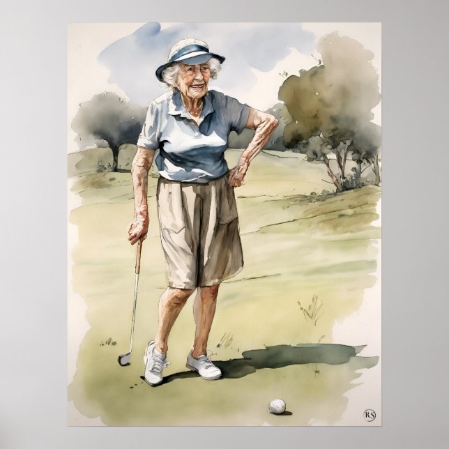 Senior Golfer - Golf Art Print Poster (Vorne)
