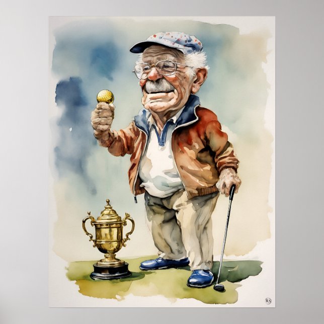 Senior Golfer - Golf Art Print Poster (Vorne)
