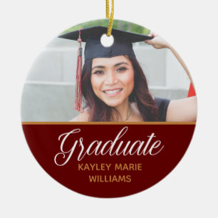 Senior Graduate Foto Red Gold Abschluss Keepake Keramik Ornament