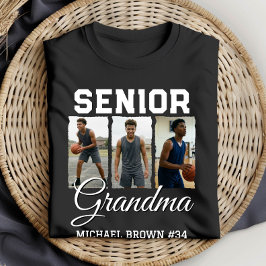 Senior Grandma Basketball Photo Collage Custom T-Shirt